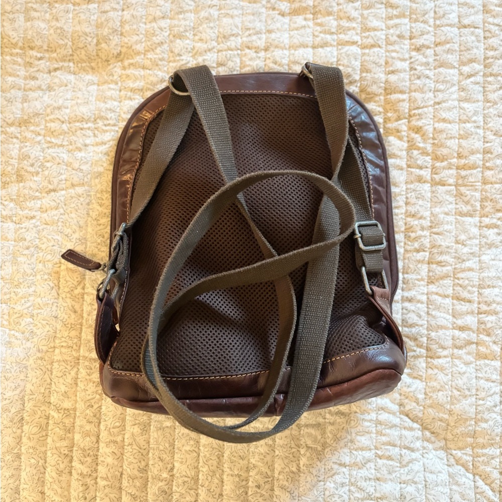 Embossed Brown Leather Backpack - image 2